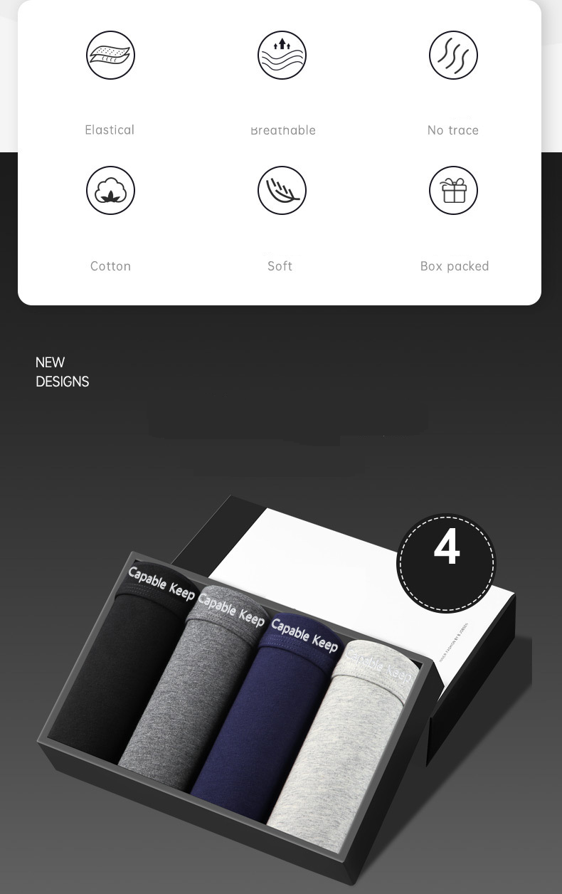 Men's Cotton Boxer Briefs - Breathable Soft Underwear For Daily Comfort & Active Lifestyle - Multipack (Black, Gray, Navy, Light Gray)_voghion.com