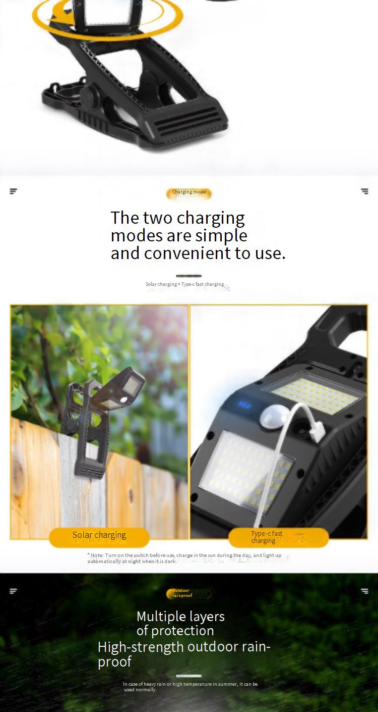 Solar-Powered Clip Light With Motion Sensor – Waterproof Outdoor Wall Light For Garden, Patio, Fence, Balcony_voghion.com