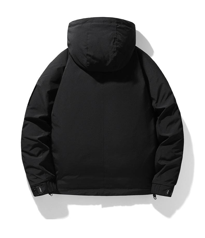 Piumino invernale impermeabile da uomo con cappuccio, parka imbottito in piuma d'anatra 650FP per escursionismo ed esplorazione urbana (nero/verde/caffè)_voghion.com