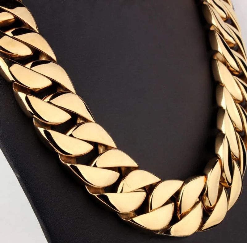 Men 316L Stainless Steel Hip Hop Jewelry High Polished Miami Cuban Link Long Thick Necklaces Punk 24mm Width Elegant Curb Chain Double Safety Clasp_voghion.com