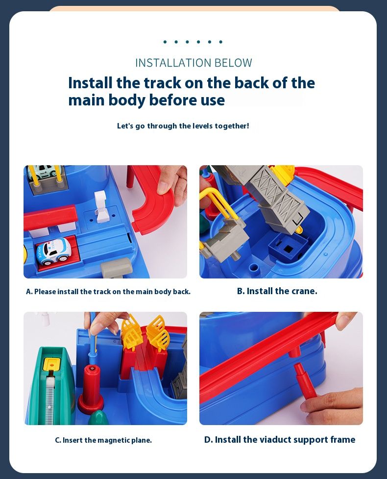 Interactive Car Adventure Track Set – DIY Parking Garage & Train Tracks For Kids, Brain Development Toy (Boys & Girls, Educational Gift)_voghion.com