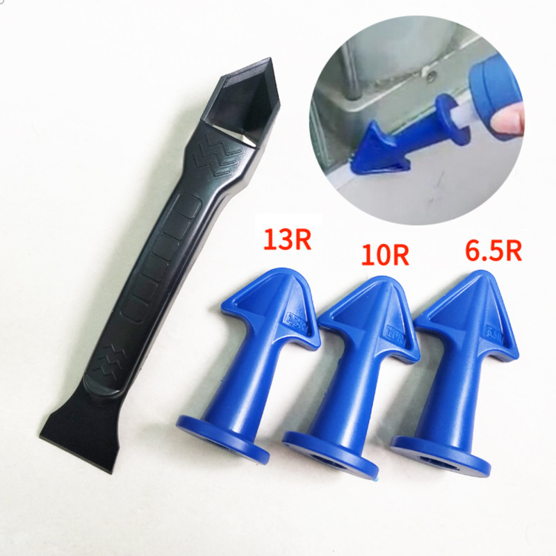 Professionele kitset met 5 stuks - Precisiespuitmond, schraper en wisser voor naadloze doe-het-zelfprojecten (zwart/blauw/geel)_voghion.com