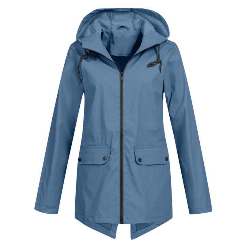 Leichte, wasserdichte Regenjacke mit Kapuze für Damen – Winddichter Outdoor-Mantel, atmungsaktives Polyester, Reißverschluss, Slim Fit (S-XXXL)_voghion.com