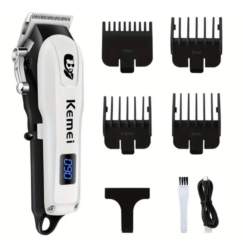 Kemei KM-232 Profesjonalna maszynka do strzyżenia włosów z ładowaniem USB, bezprzewodowa maszynka do strzyżenia włosów LCD dla mężczyzn_voghion.com