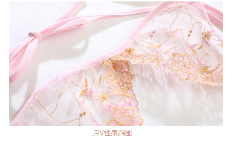 Dámské sexy spodní prádlo Set Flower Bra Thong 2 kusy měkké síťované průsvitné ramínko transparentní spodní prádlo body bikiny_voghion.com