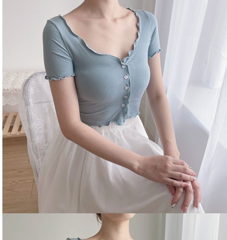 【】Cardigan sottile in maglia sottile, accattivante, delicato, dolce e piccante, top corto color-block_voghion.com