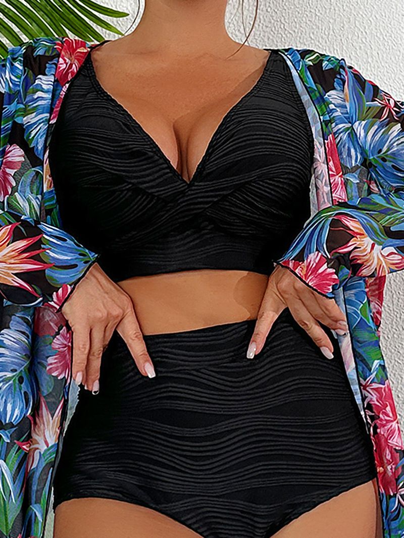 Kvinders sexet high-end flerfarvet sexet trykt bikini BIKINI tredelt damebadedragt_voghion.com
