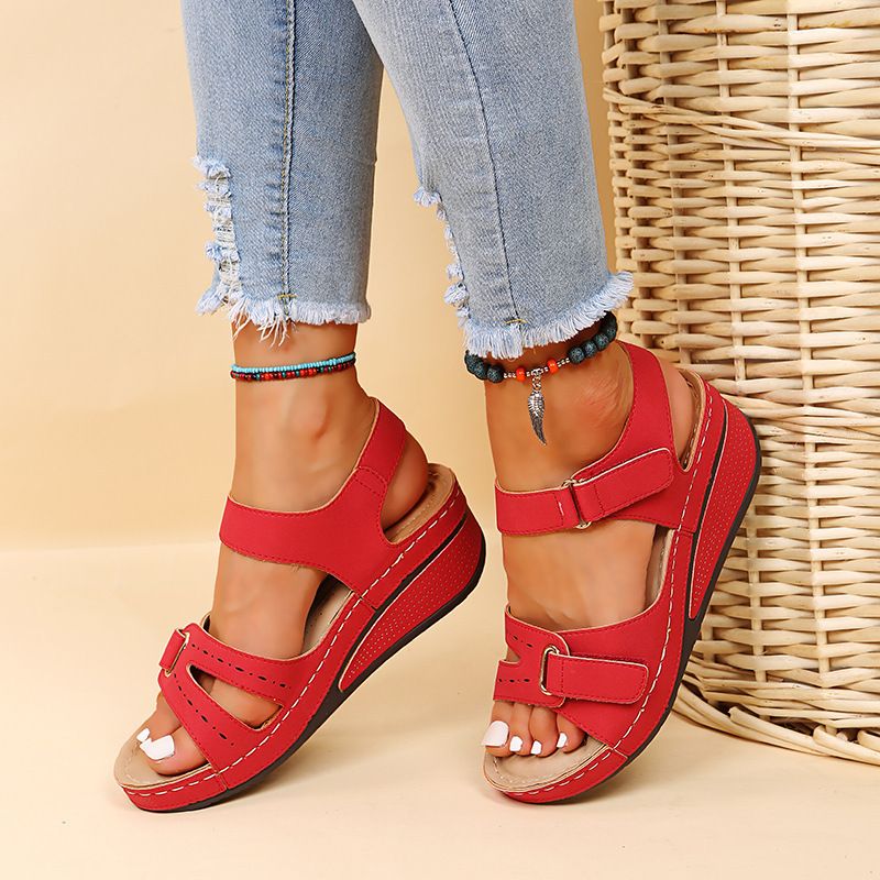 Nuovi sandali stile romano con bocca di pesce grandi casual 2024 Capispalla da donna in velcro Shake Line Shoes_voghion.com