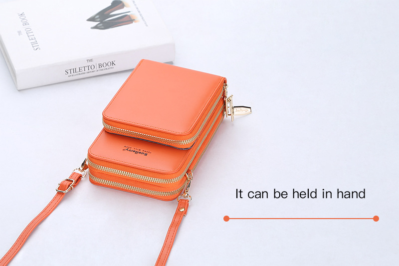 BAELLERRY Borsa a tracolla singola da donna Touch Screen Tre strati Borsa per cellulare Portafoglio con pochette con fibbia_voghion.com