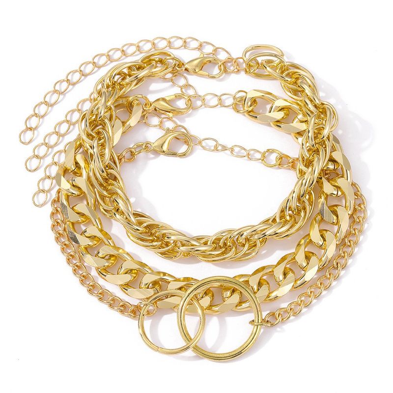 Pulseira de estilo de rua geométrica de corrente grossa de várias camadas de hip-hop simples e moderna_voghion.com