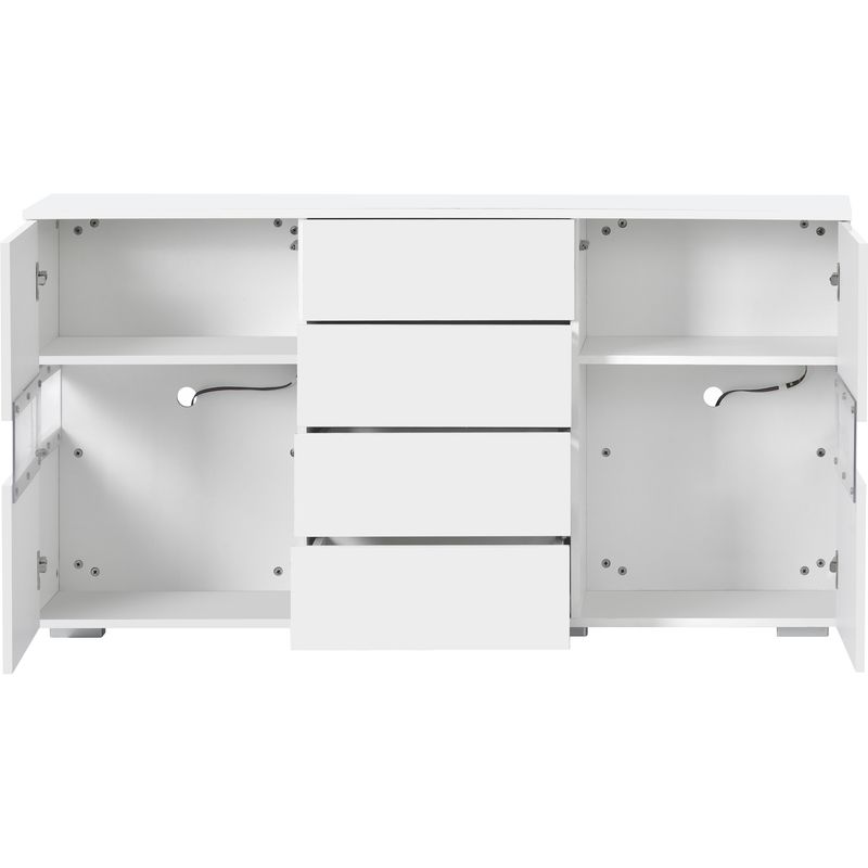 Weißes Hochglanz Aparador con LED-Beleuchtung Für Wohnzimmer_voghion.com