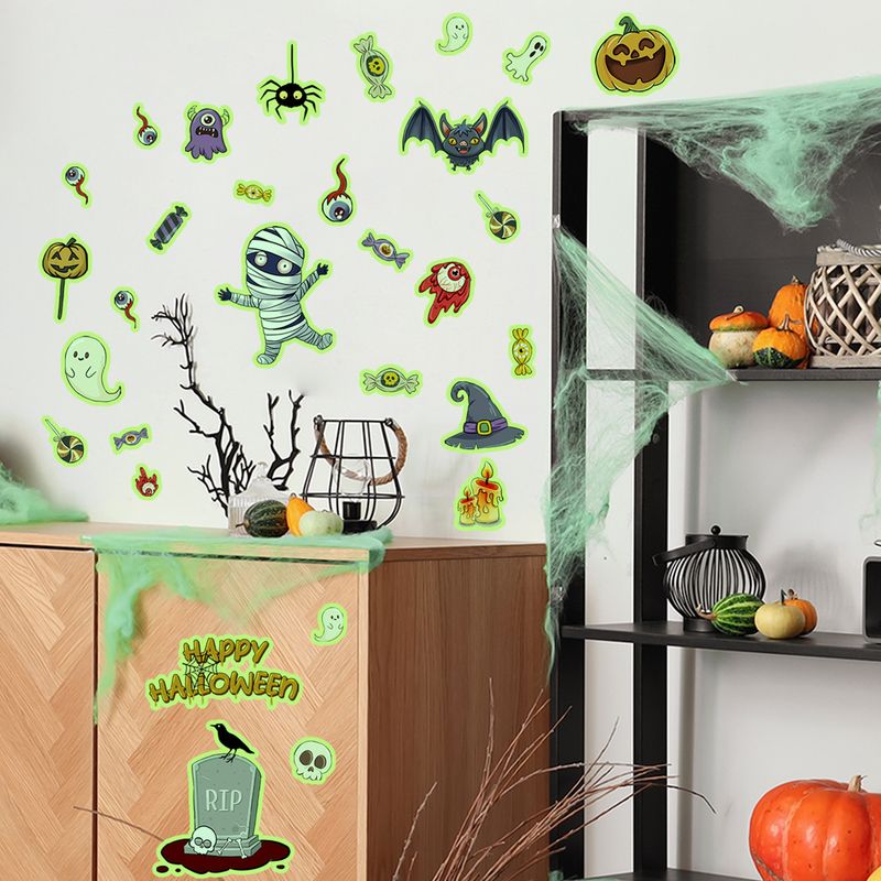 Aufkleber Halloween Element Leuchtende Kürbis Spinne DIY Wandaufkleber Wohnzimmer Schlafzimmer Home Hintergrund Urlaub Dekoration_voghion.com