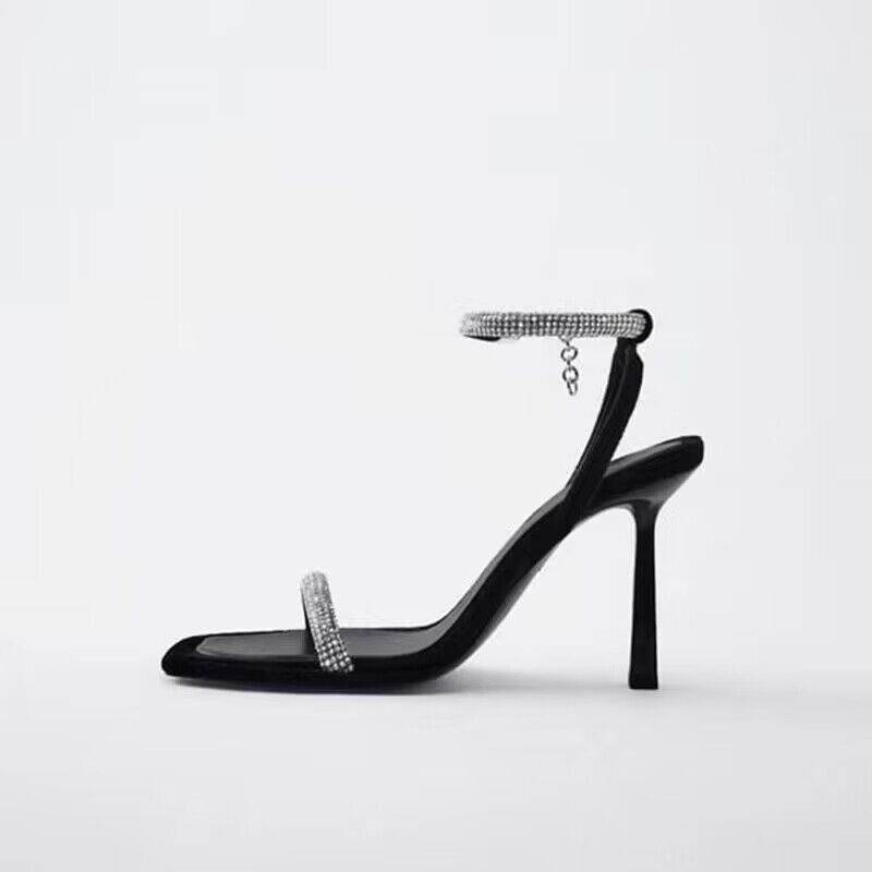 Sandales Feng Shui minimalistes avec chaîne suspendue en diamant, chaussures à talons hauts et fins, grande taille, nouvelle collection été 2023, Cx pour femmes_voghion.com