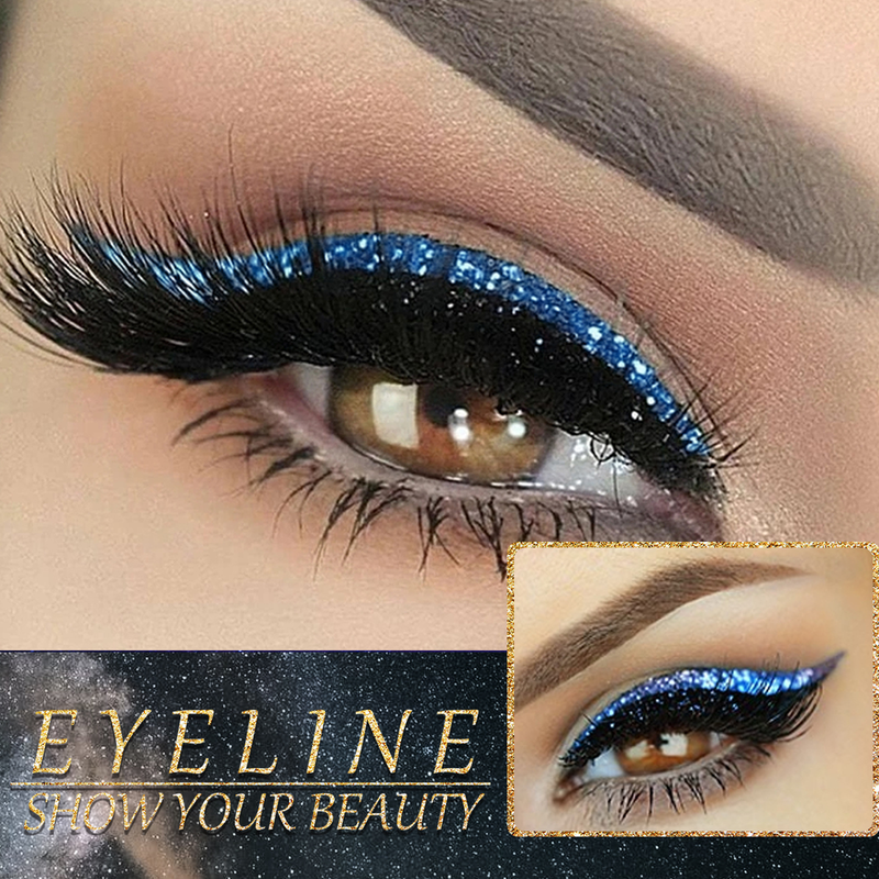 EELHOE new 7-color glitter eyeliner glue free self-adhesive shadow false curling eyelash eye makeup patch_voghion.com