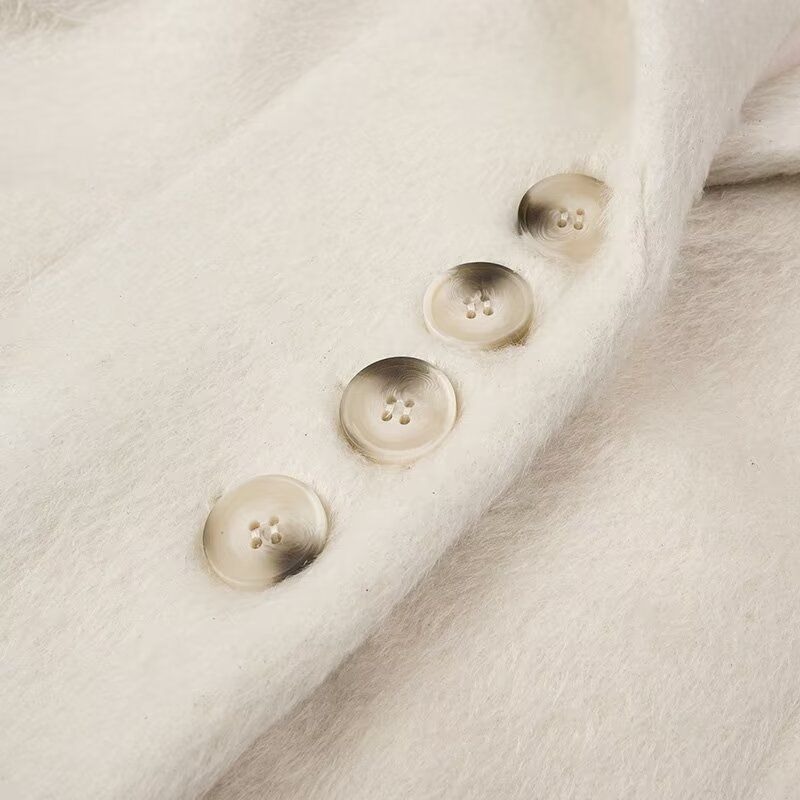 Women's clothing 2024 spring new collar single row multi button loose long hair 4-color suit jacket_voghion.com
