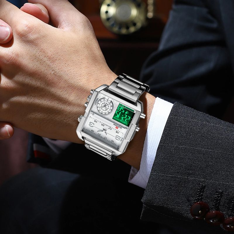 2025 New Multi-Movement Electronic Square Casual Waterproof Watch Large Dial Fashion Sports Wristwatch For Men_voghion.com