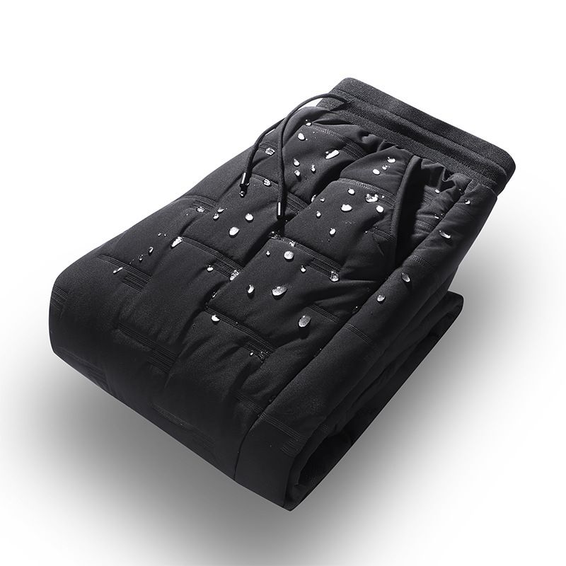 "Men's Fleece-Lined Winter Pants – Thickened Polyester Thermal Joggers With Elastic Waist (Black, M-5XL)"_voghion.com