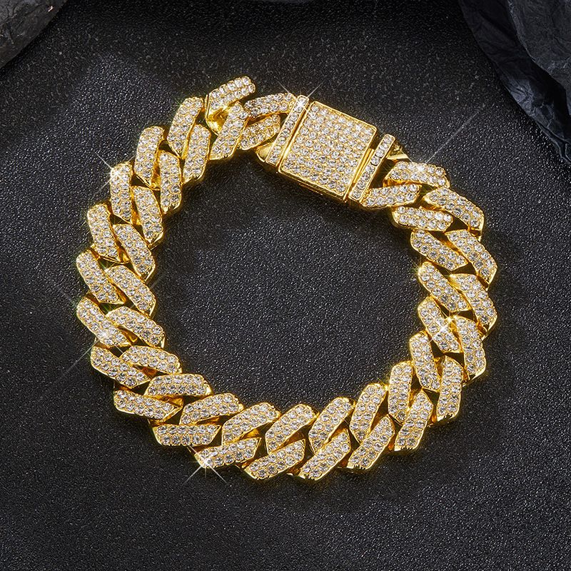 Hip-hop placare geometrică din aliaj cu incrustație cu strasuri unisex brățări colier_voghion.com