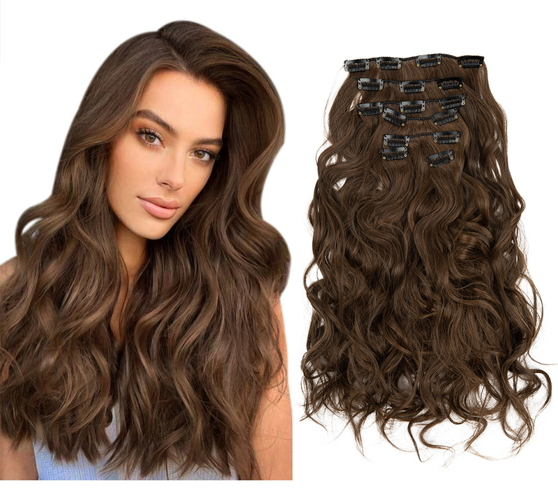 16 darabos műhaj paróka szett, női hosszú göndör haj, magas hőmérsékletű matt selyem póthaj_voghion.com