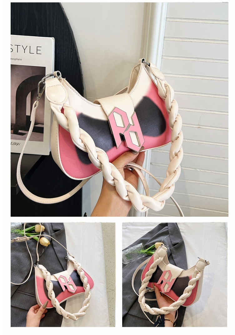 2023 new trendy texture shoulder bag fashion color contrast woven twist shoulder strap underarm bag_voghion.com