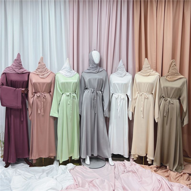 Women’s Clothing Turkish solid color large size multi color robe dress_voghion.com