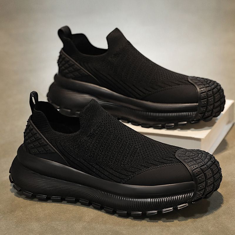 Men's 2025 Spring New Slip-On Breathable Thin Mesh Sock Shoes Tire Thick Sole Casual Sports_voghion.com