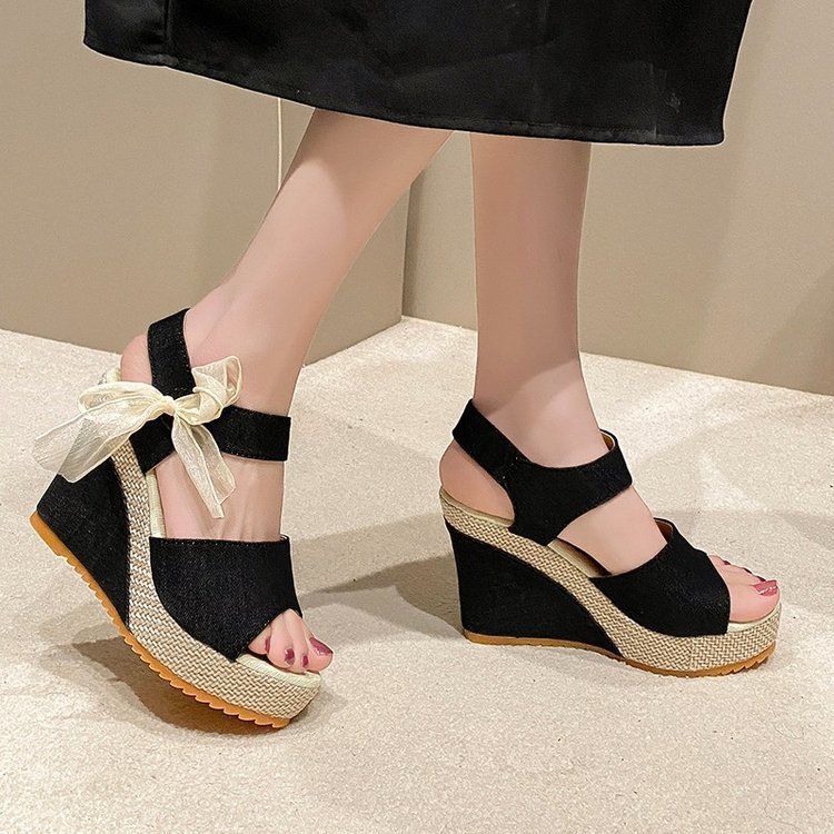 Nuovo sandali lunghi da donna con tacco a spillo, lacci, bocca di pesce, velcro, fibbia a una linea e elastico spesso_voghion.com