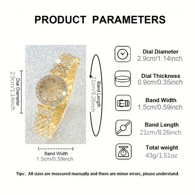 Elegant Women's Watch Set With Bracelet - Minimalist Quartz Watch & Fashionable Chain Bracelet For Everyday Wear (Gold/Silver)_voghion.com