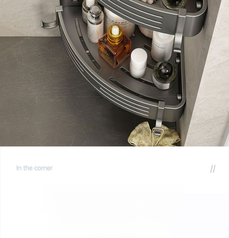 Erhöhter, bohrfreier Wandkorb, dreieckiges Badezimmerregal, Toiletten-Eckregal_voghion.com