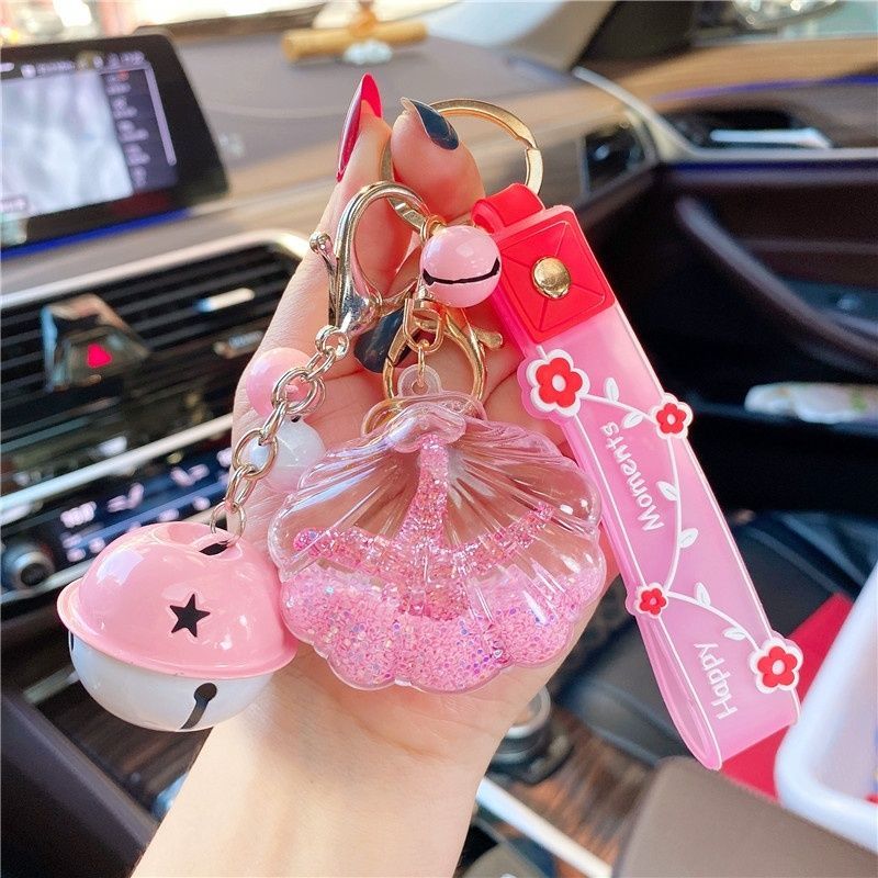 Portachiavi con ciondolo piccolo, creativo, squisito, a forma di stella marina, conchiglia, sabbia mobile, galleggiante, bottiglia, cuore della ragazza, dentro_voghion.com