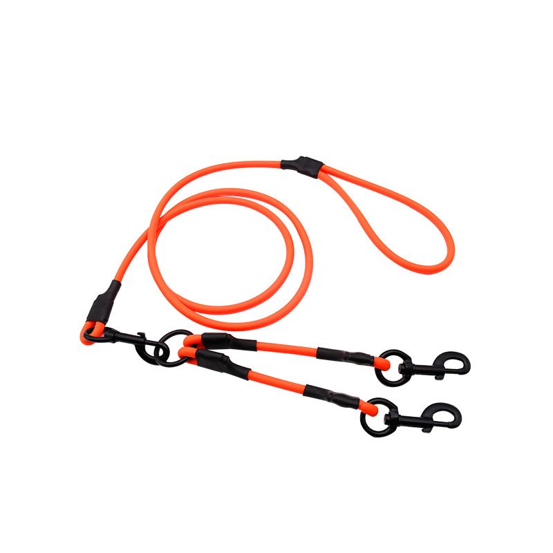 PVC-wasserdichte Haustierbedarf Eins-zu-Zwei Runde Doppelleine Hundeleine zum Spazierengehen für große, mittelgroße und kleine Hunde_voghion.com