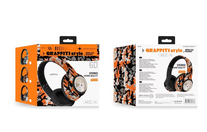 2024. aasta uus pea külge kinnitatav Bluetooth-peakomplekti mäng, traadita koomiksiga AKZ36 Graffiti Bluetooth 5.3_voghion.com