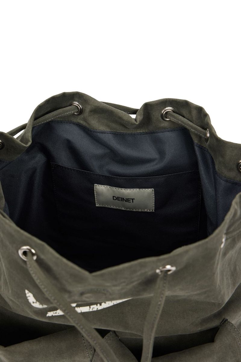 Zaino con lettere coreane, tinta unita, con coulisse, grande capacità, rivetti, borsa da donna in tela_voghion.com