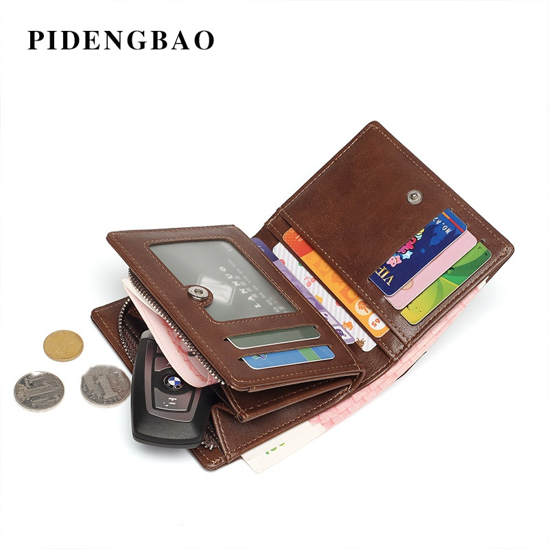 New Retro Men's Wallet Business Short Multi-slot Zipper Coin Wallet Men's Wallet_voghion.com