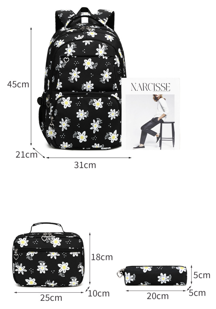 Rucksack für Mädchen, süßer Gymnasiast, bedruckter Rucksack mit großer Kapazität, einfache und frische Schultasche für Grundschüler_voghion.com