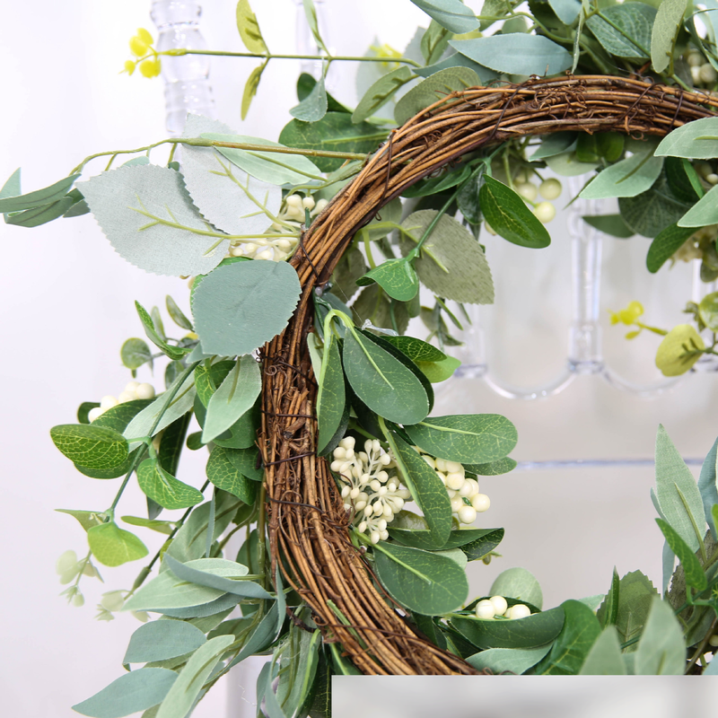 Festive & Party Supplies Spring Summer Garden Decoration Vine Ring Eucalyptus Wreath Simulation Eucalyptus Leaf Rattan Door Head Pendant_voghion.com