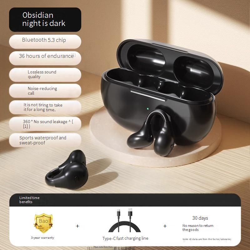 Bluetooth Headphones Bluetooth Headset Long Battery Life Wireless Sports Ear Hook Style Without Sound Leakage Huaqiangbei Ear Clip Style Personality_voghion.com