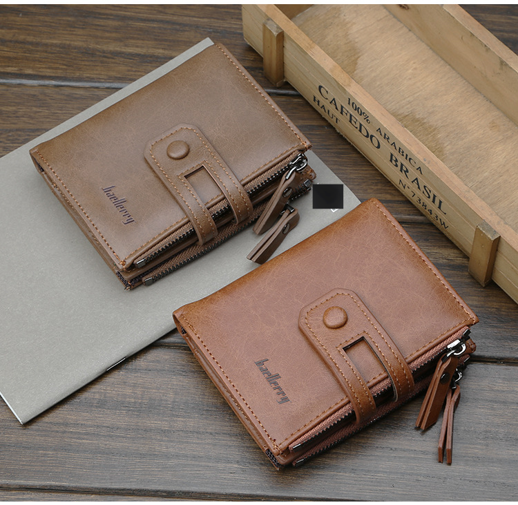 Men’s Bags Wallet Men's Buckle Youth Wallet Vertical Double Zipper Fashion Business Coin Purse Men_voghion.com