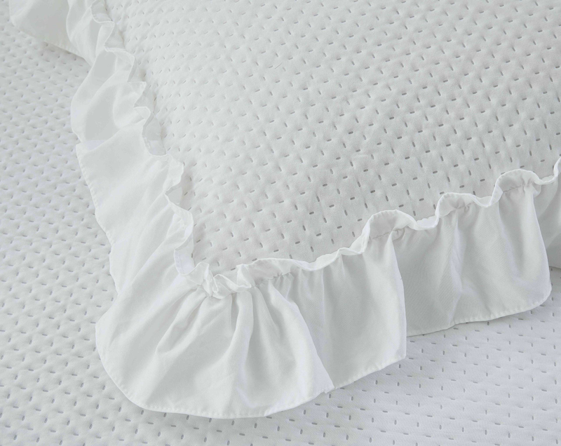 CG33 Washed Cotton Ruffled Bed Cover Set, Suitable For Bedrooms And Living Rooms (1* Bedspread +2* Pillowcase, No Duvet Core Or Pillow Core)_voghion.com