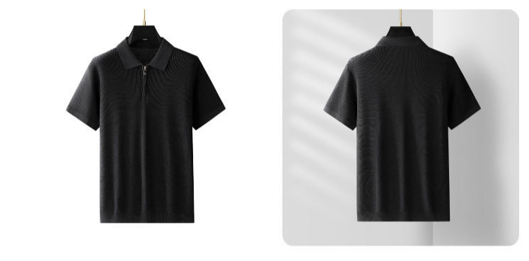 Half Zip Breathable Cool Ice Silk Short Sleeved Polo Shirt Men's 2025 Summer Business Sweater_voghion.com