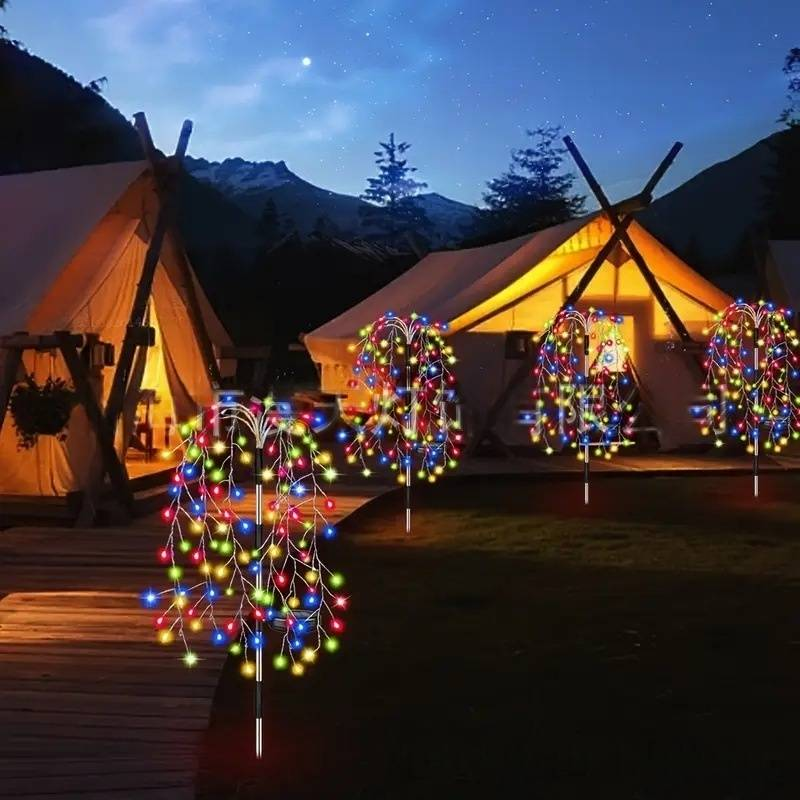 Solarbetriebene LED-Erdspießlichter mit Feuerwerk – 4/5/6-in-1-Dekorationslichterketten mit Farbwechsel für den Außenbereich für Gärten, Parks und Gewerbeflächen_voghion.com