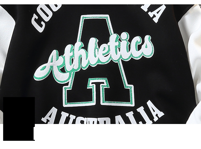 Baseballjacke für Jungen von Mother & Kids für Frühling und Herbst – trendige und hochwertige Oberbekleidung für Kinder von 6–12 Jahren (Schwarz/Grün, Buchstabendruck)_voghion.com