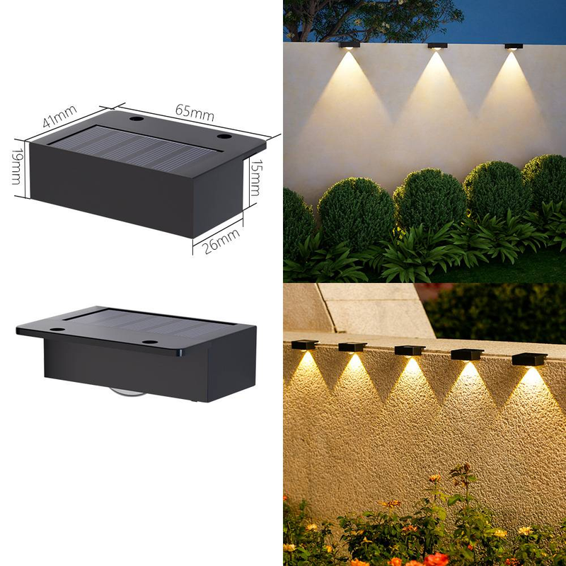 Solar-Stufenleuchten für den Außenbereich, Wandleuchten mit automatischer Ein-/Ausschaltung für Treppen, Garten, Terrasse, Weg – wasserdichte LED-Terrassenbeleuchtung (weißes/warmes Licht)_voghion.com