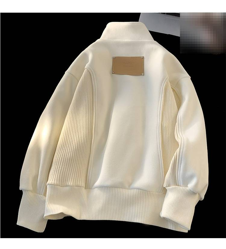 Unisex Hybrid Zip-Neck Sweatshirt – Streetwear Half-Zip Pullover With Contrast Stitching & Stand Collar (M-XXL, Anti-Wrinkle, Oversized Silhouette)_voghion.com