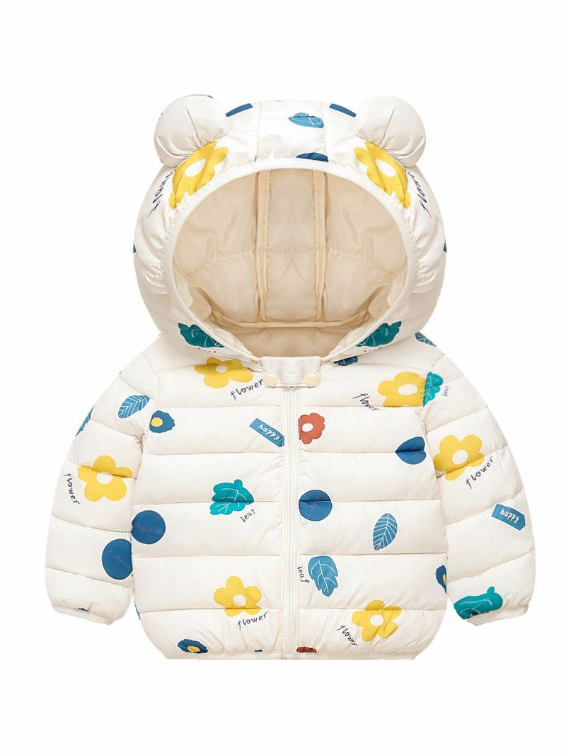 Giacca invernale per bambini con orecchie di animali - Cappotto imbottito leggero per bambini e bambine, morbido capospalla con cappuccio in poliestere per neonati e bambini piccoli (80-120 cm)_voghion.com