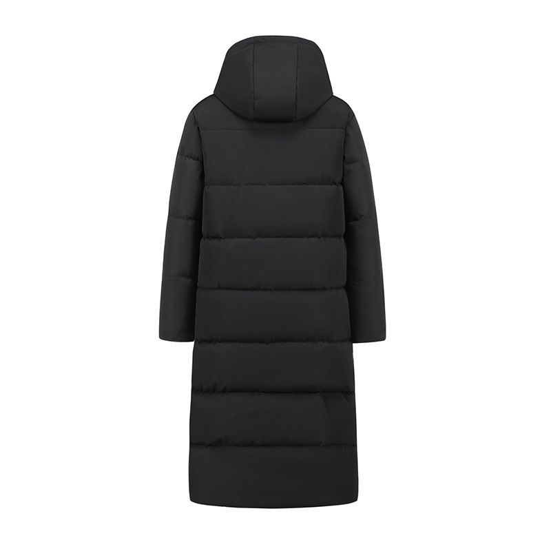Herrenbekleidung Langer Wintermantel für Herren mit Kapuze, knielange, verdickte Polyesterjacke, schmal geschnittener Mantel mit Reißverschluss für den lässigen Alltag_voghion.com
