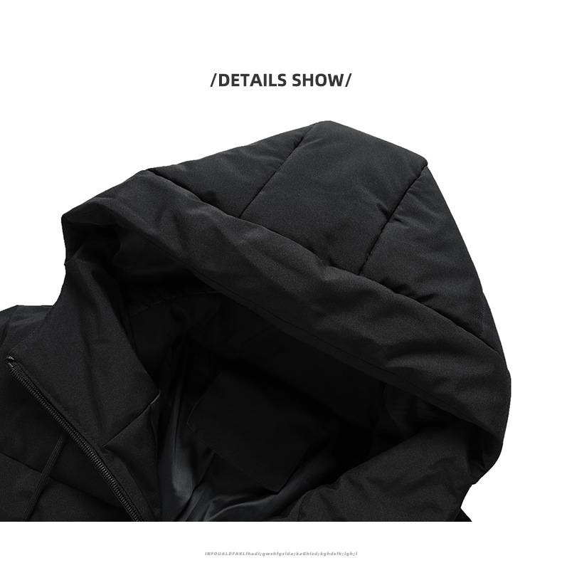Slim-Fit Winter-Pufferjacke für Herren mit Kapuze – Leichter, gesteppter Polyestermantel, Bomberjacke mit kurzem Reißverschluss für Freizeit und Streetwear (Schwarz/Grau/Marineblau)_voghion.com