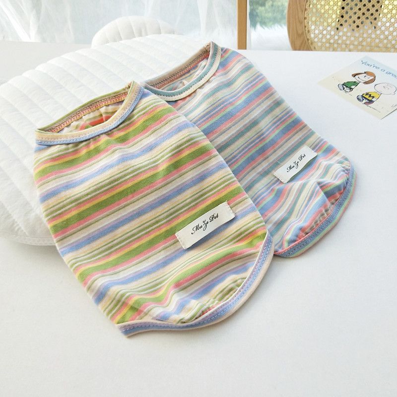 Gestreifte Haustierkleidung Weste Teddy Kleine Hund Katze Bichon Pommerschen Sommer Herbst_voghion.com