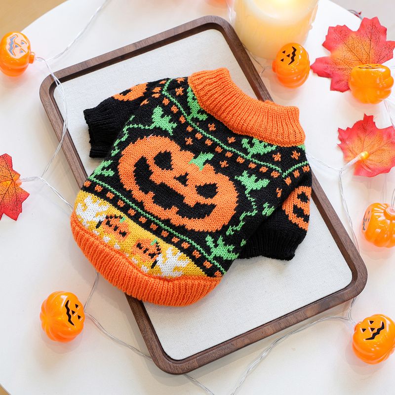 2025 Autumn Winter Pet Dog Cat Clothes Costume Apparel Pumpkin Halloween Sweater_voghion.com