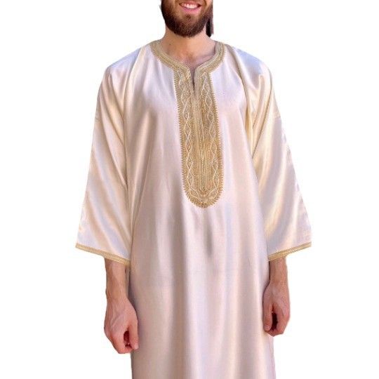 Explosieve moslim Arabische losse geborduurde heren casual gewaad met zijzak_voghion.com
